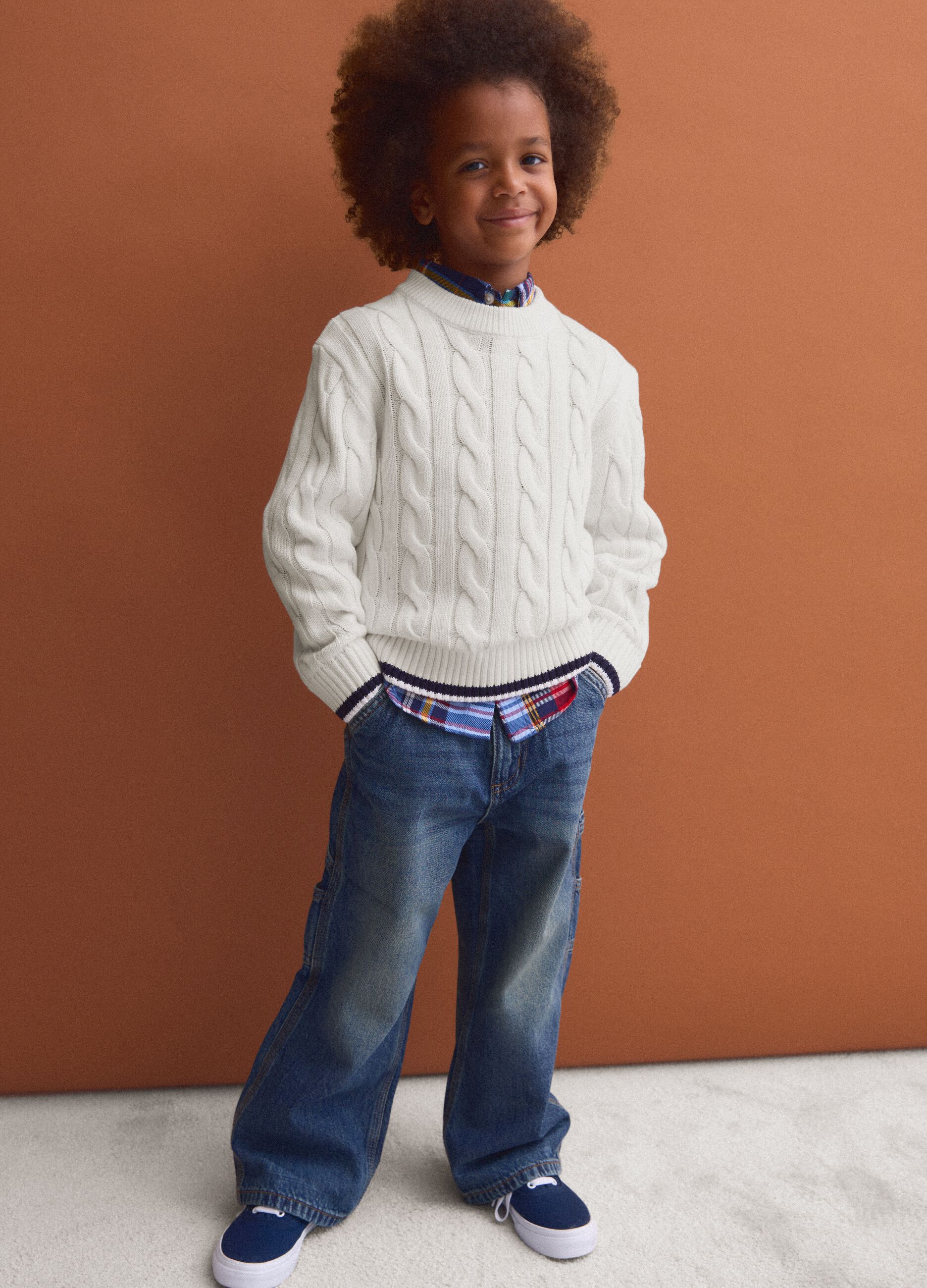 Jeans blu in puro cotone relaxed fit