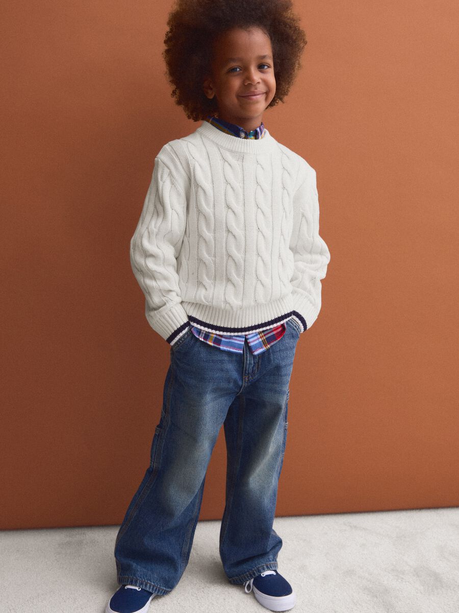 Blue pure cotton relaxed-fit jeans_0