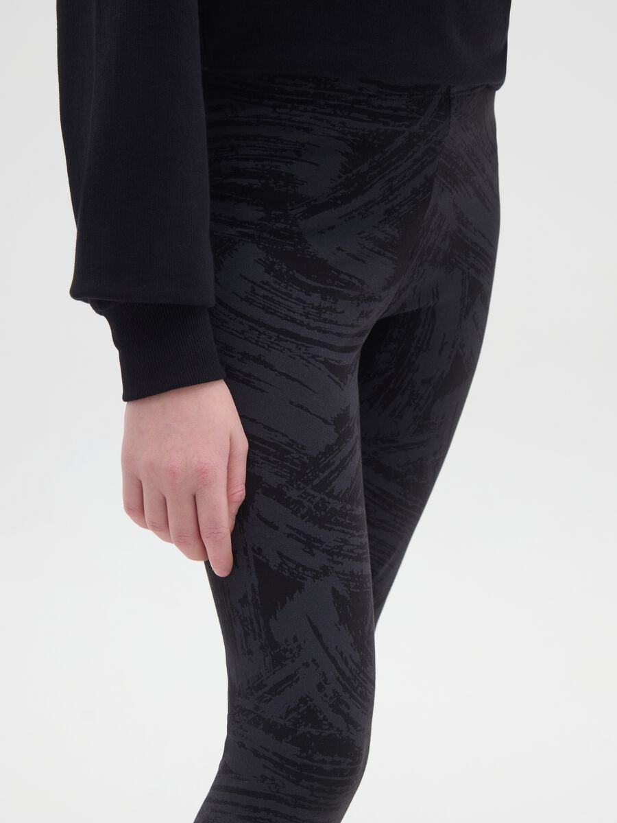 Leggings skinny da ragazza in misto cotone neri_2