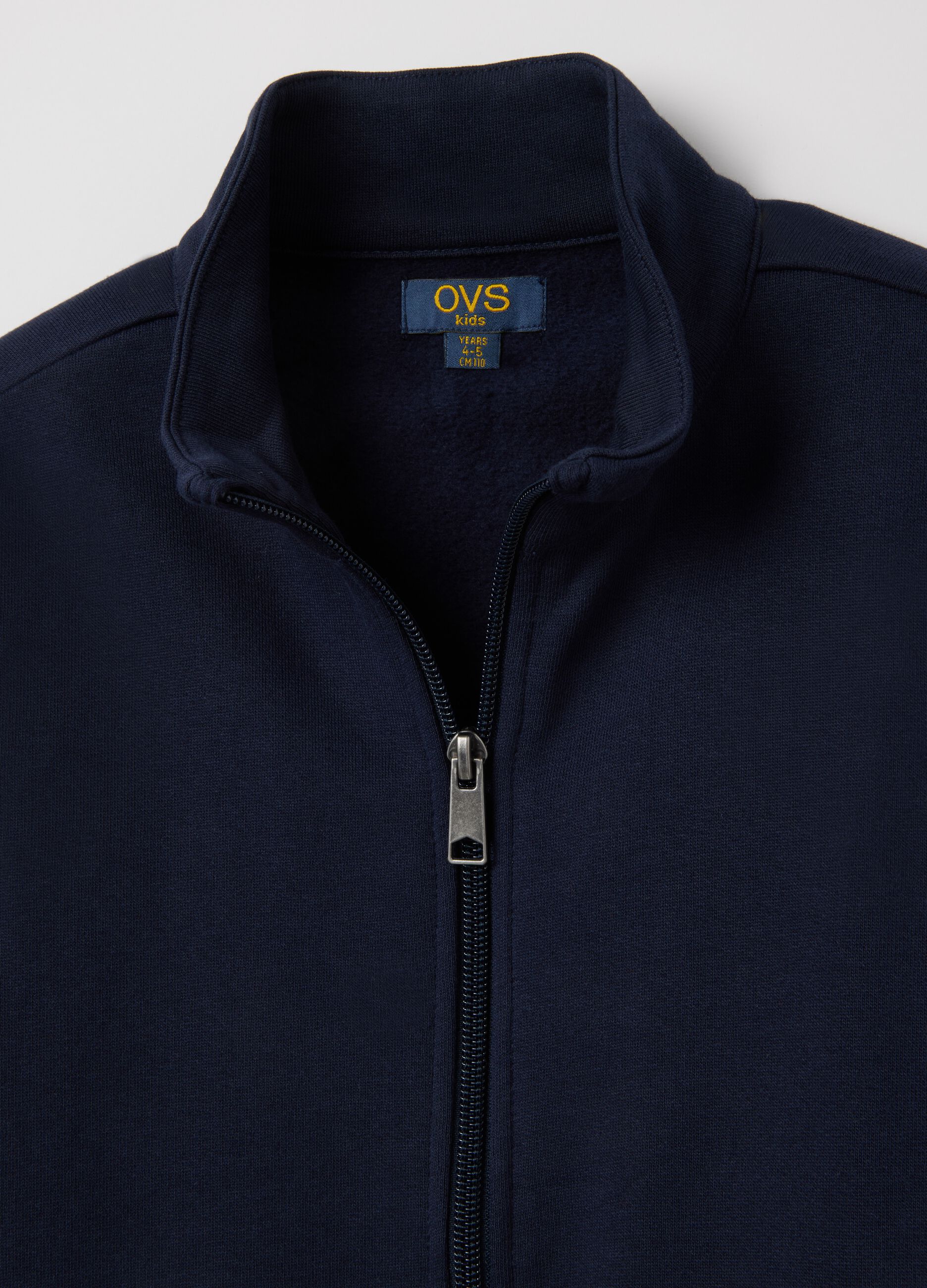 Felpa da bambino in puro cotone blu con zip