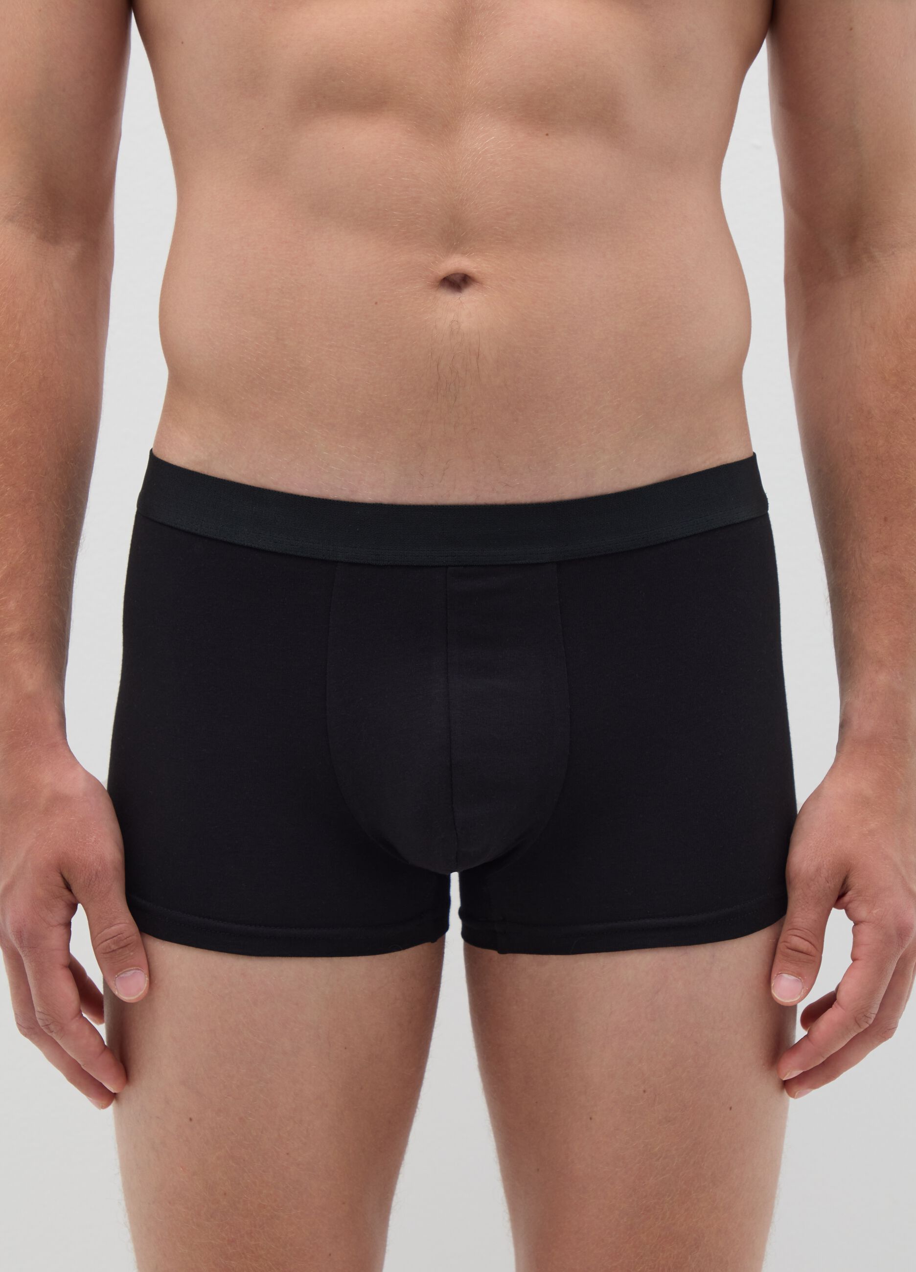 Black stretch cotton boxer regular fit