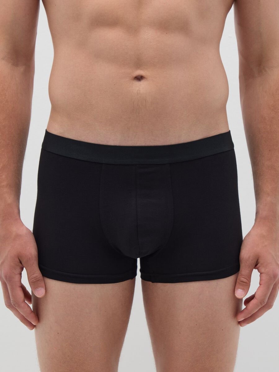 Black stretch cotton boxer regular fit_1