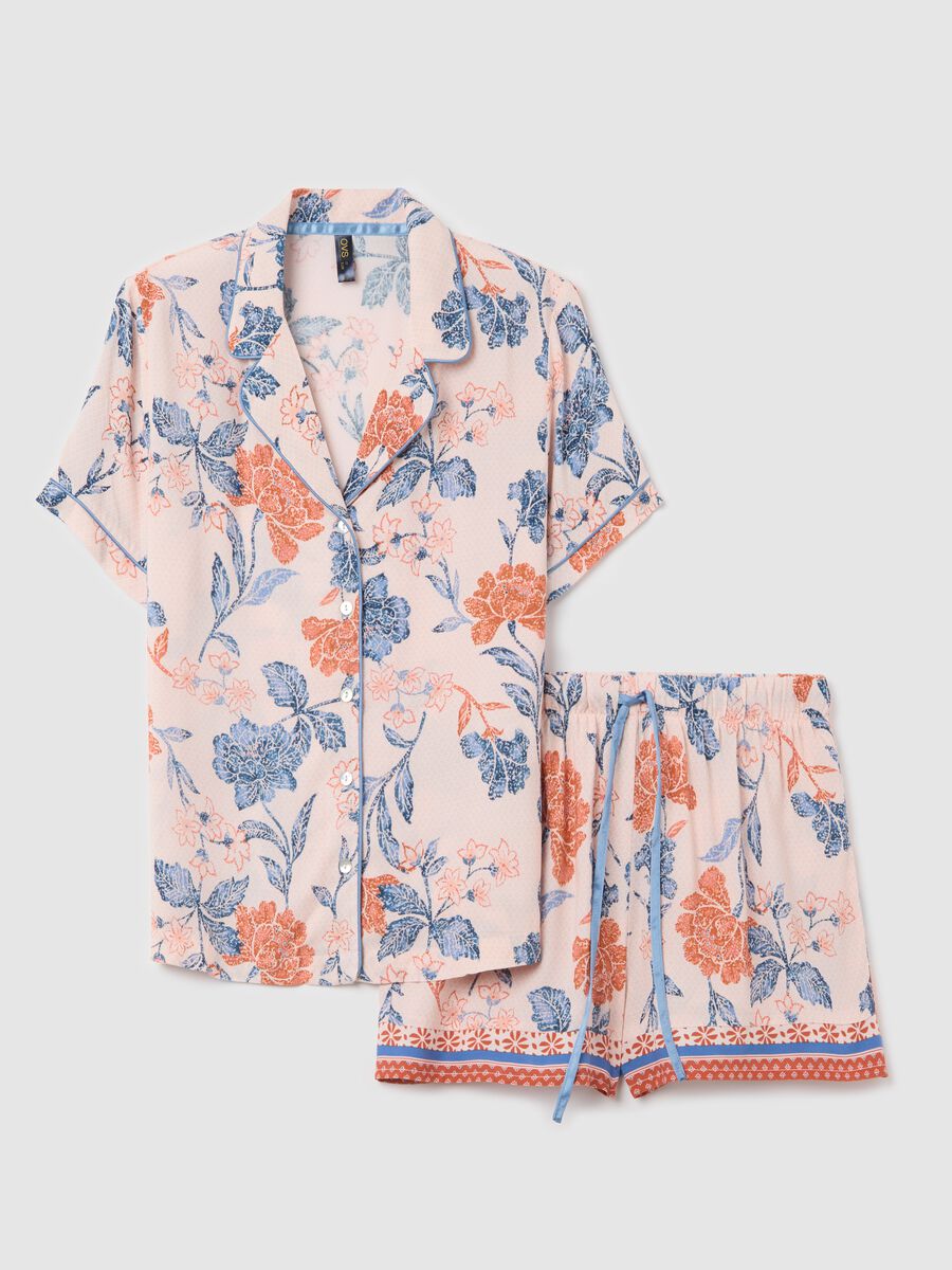 Short orange pyjamas with floral print_4