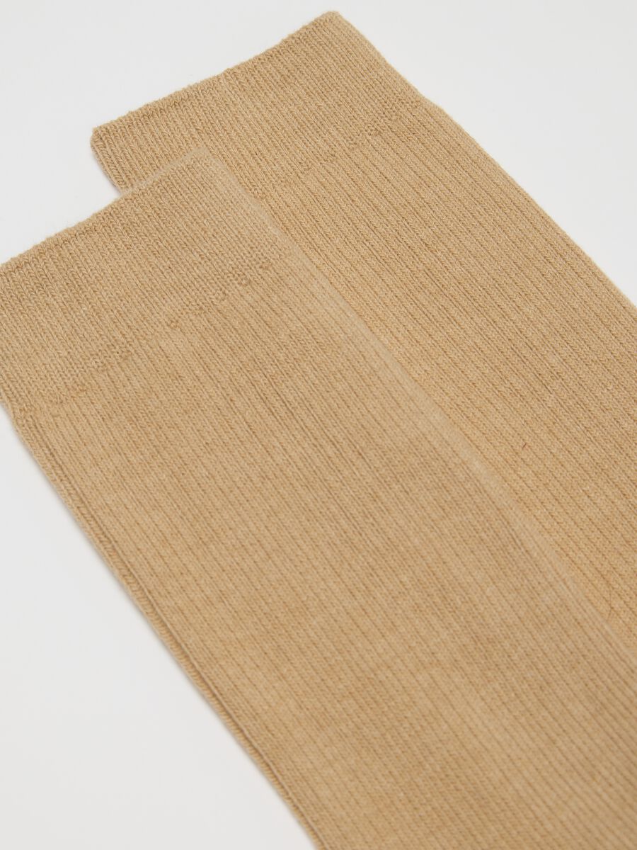 Beige midi cotton blend socks_1