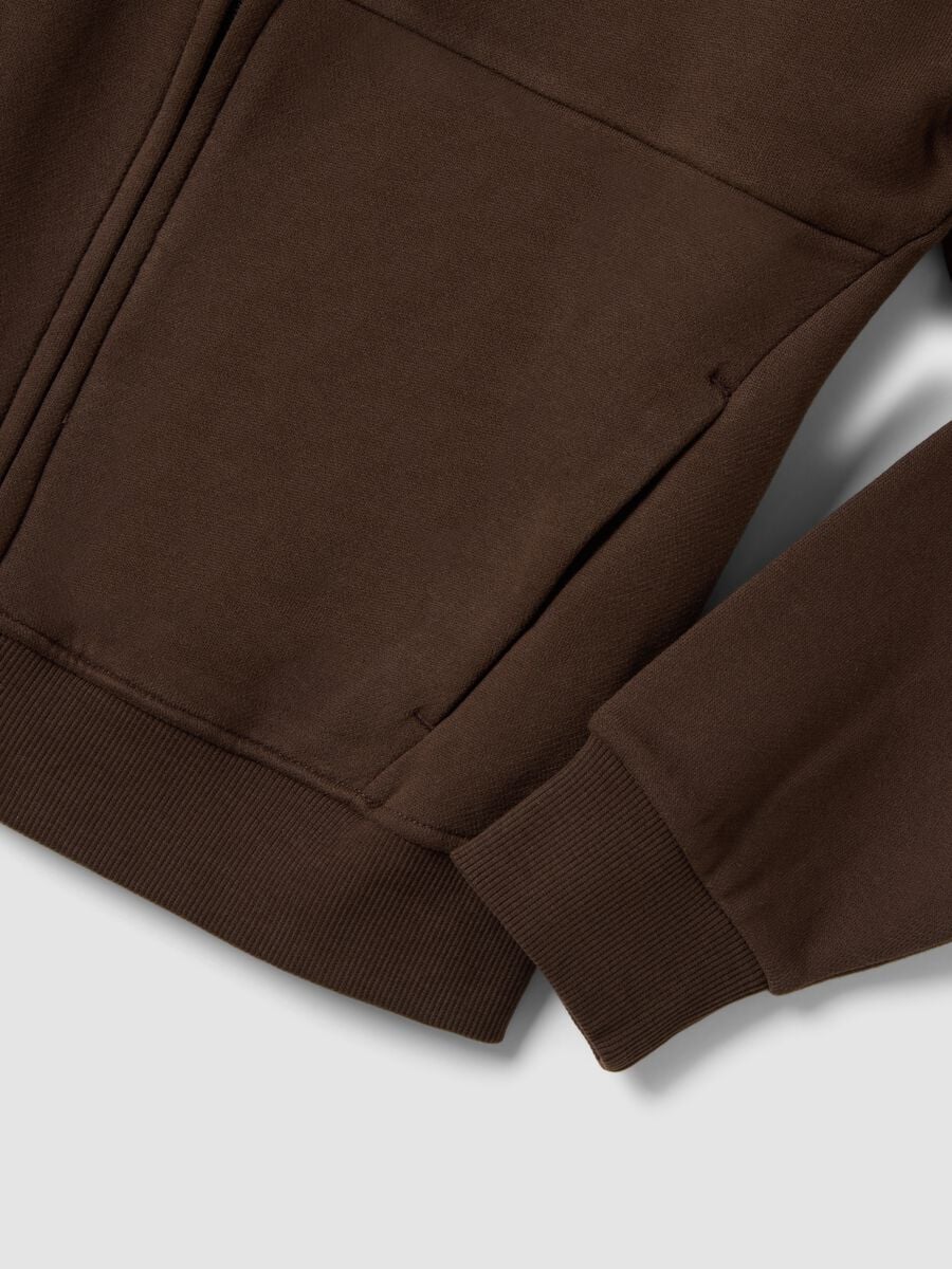 Felpa marrone in puro cotone organico con cappuccio relaxed fit_2