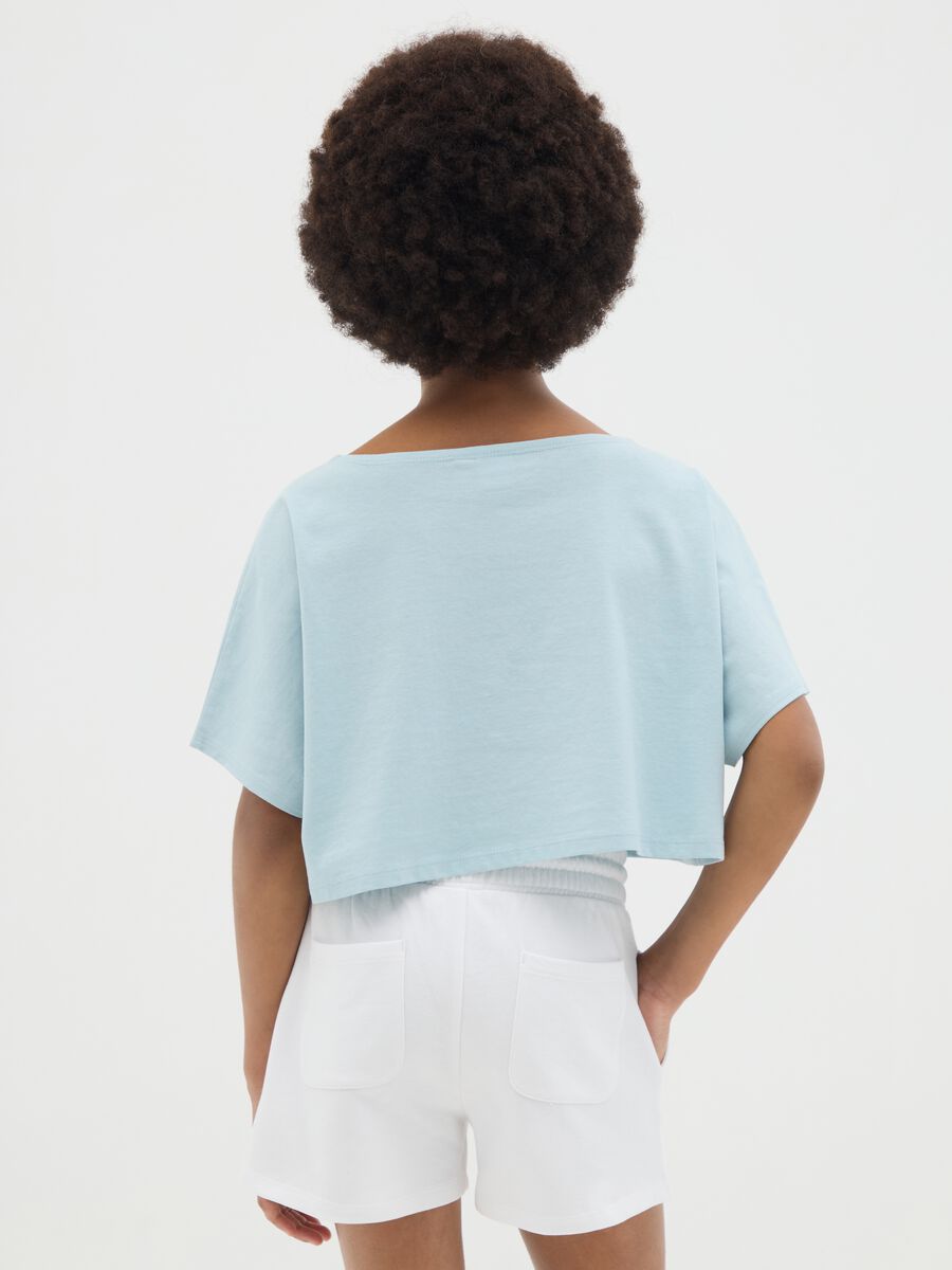 Girls' pure cotton sky blue boxy fit T-shirt_2