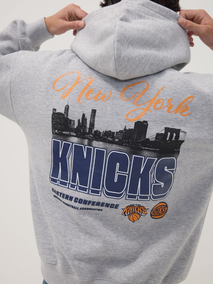 Grey cotton-blend hoodie with Knicks print_3