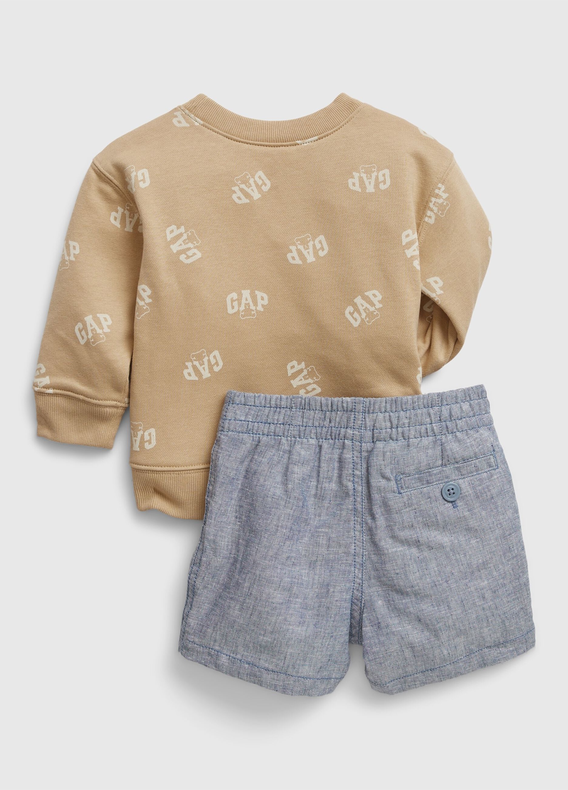 Jogging set felpa e shorts in cotone_1
