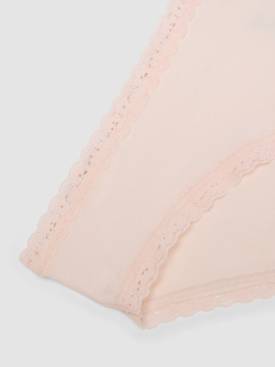 Pink stretch cotton briefs regular fit with lace details_1