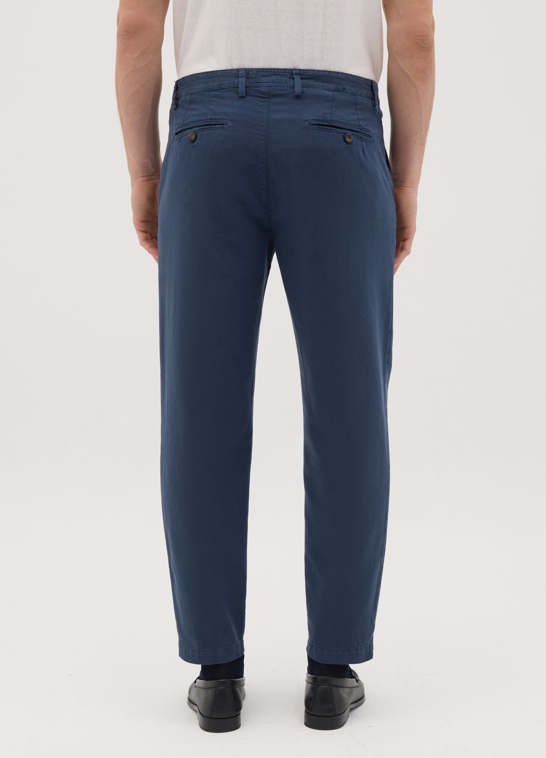 Blue carrot trousers in pure cotton
