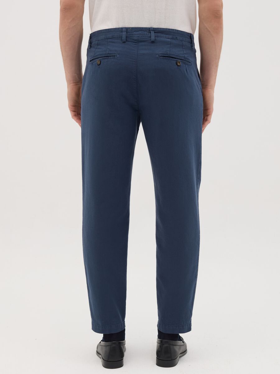 Blue carrot trousers in pure cotton_3