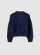 Girls' blue pure cotton cardigan with regular fit knit texture_1