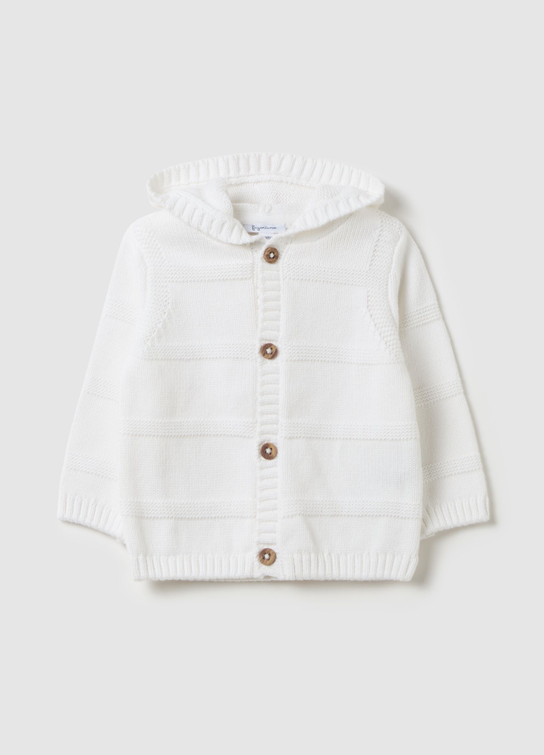 Cotton cardigan with hood