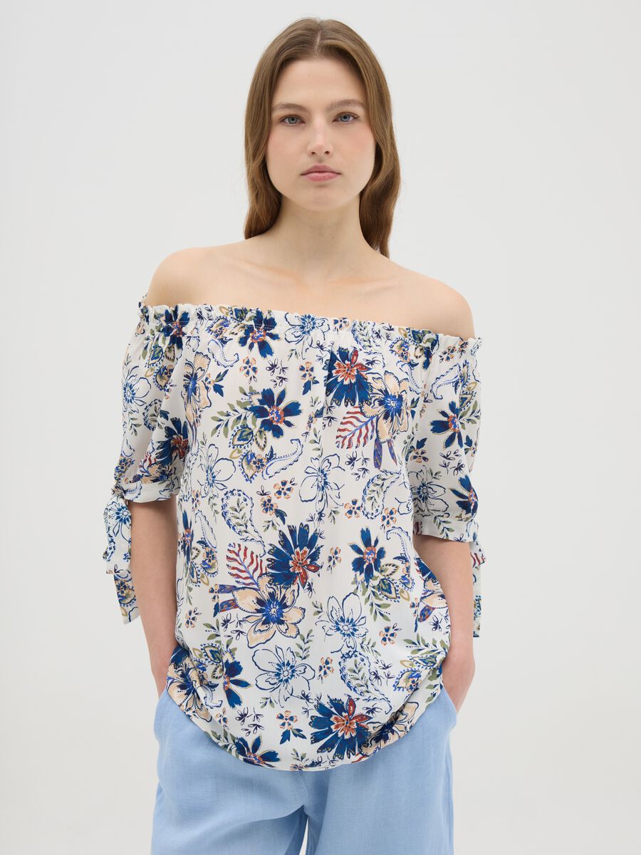 Women's blouse in pure viscose multicolour regular fit_0