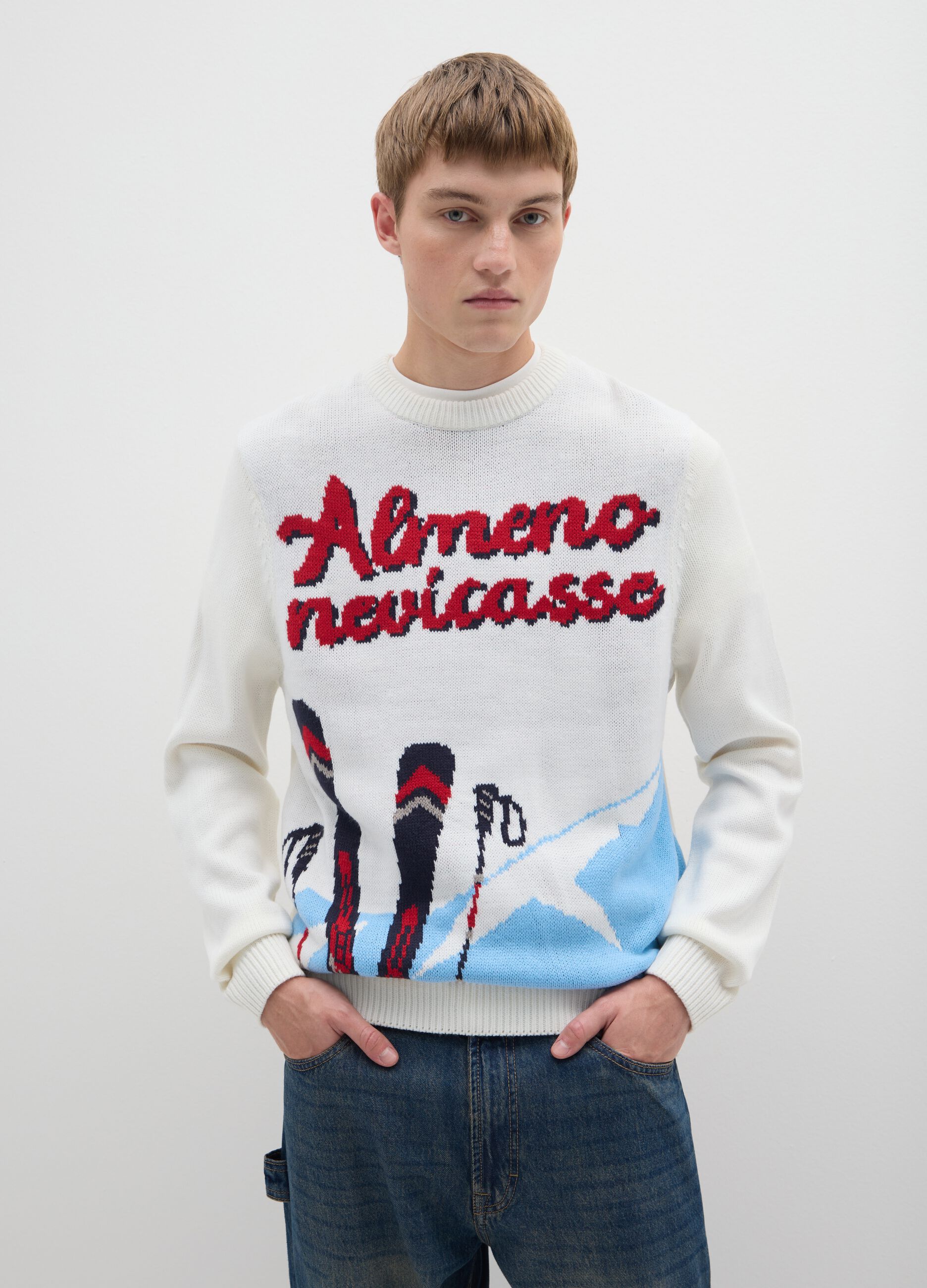 Regular fit multicolour sweater with print