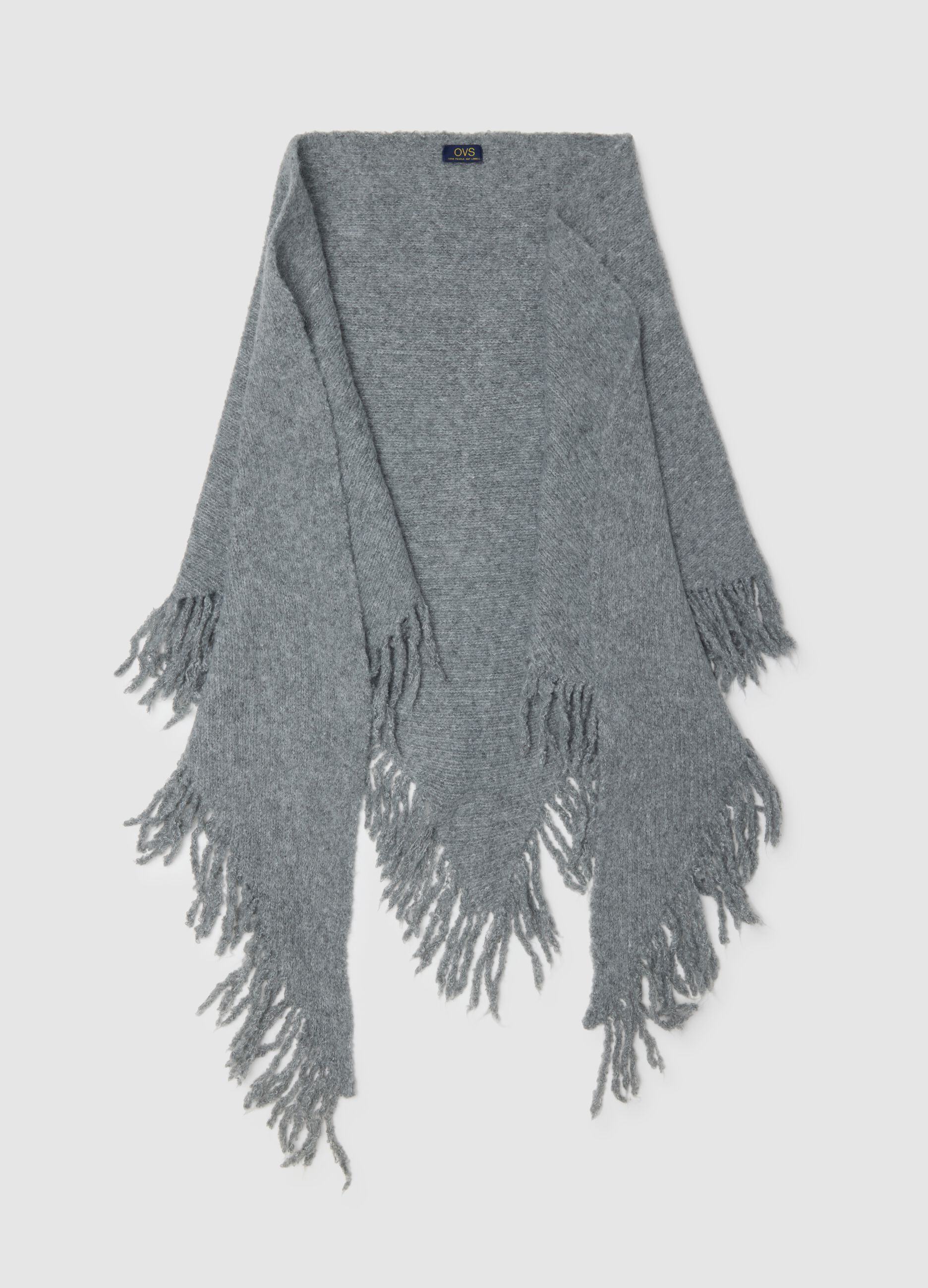 Grey Scarf with Fringes
