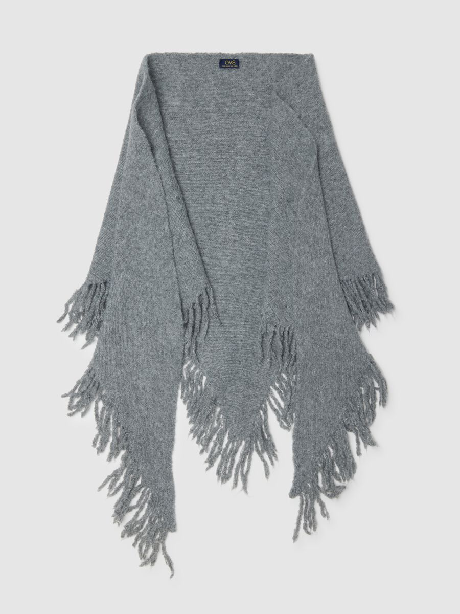 Grey Scarf with Fringes_0