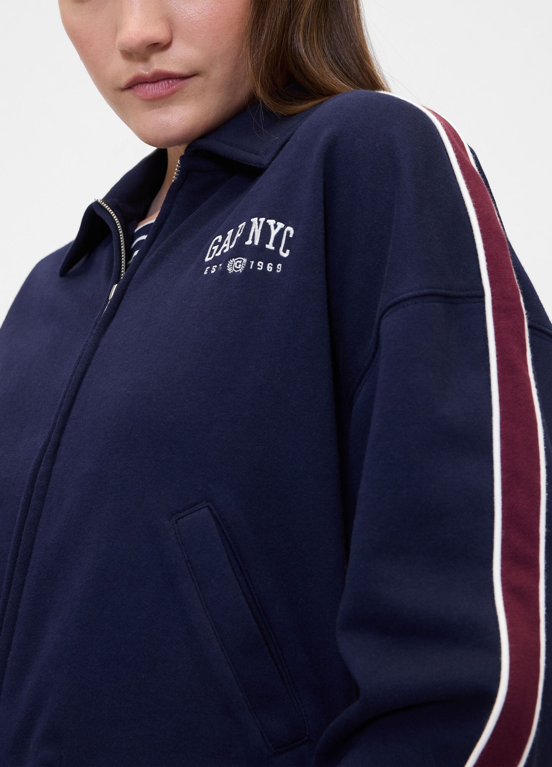 Felpa blu con zip integrale