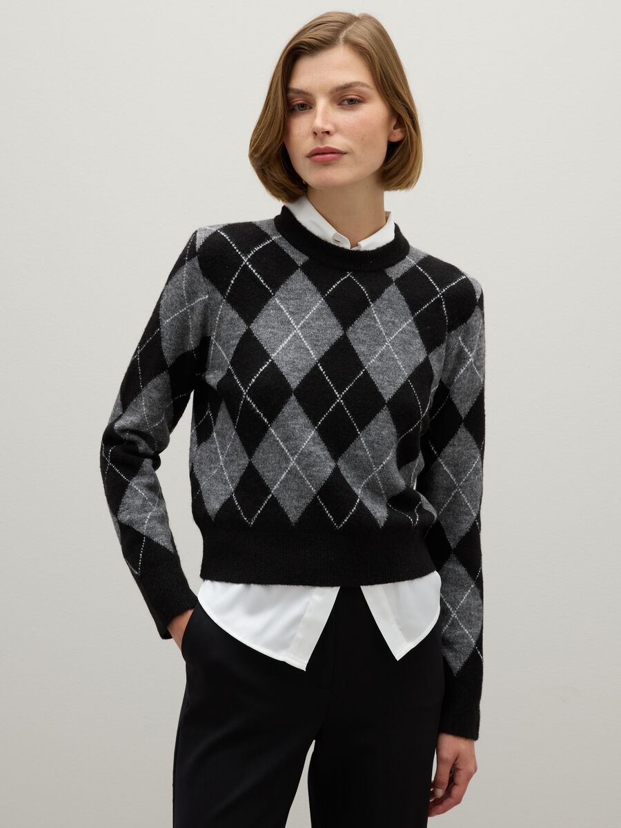 Maglione in tessuto elasticizzato multicolor regular fit_0