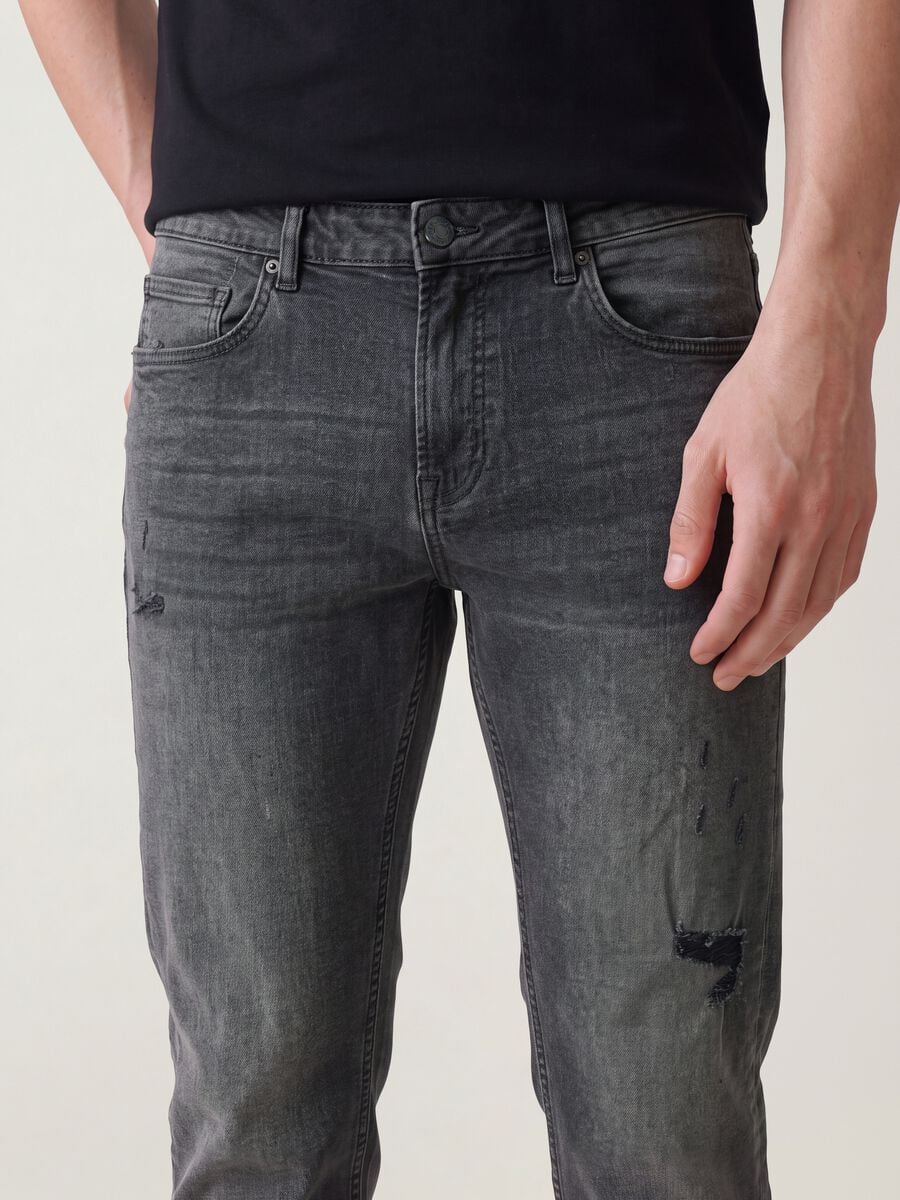 Regular-fit grey denim jeans in stretch cotton_1