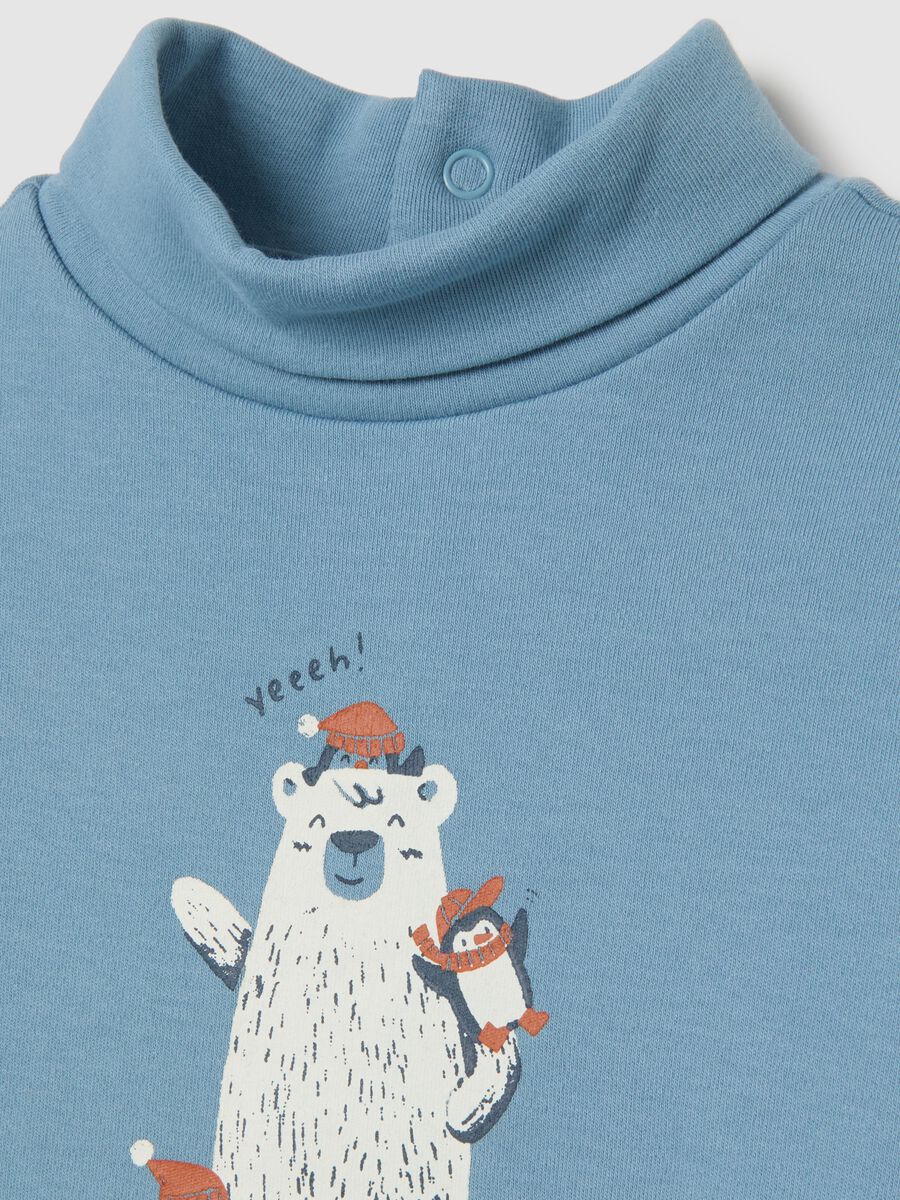 Maglia azzurra da bimbo a collo alto in puro cotone regular fit_2