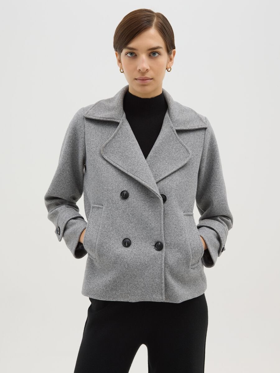 Giacca doppiopetto grigia regular fit con bottoni_0