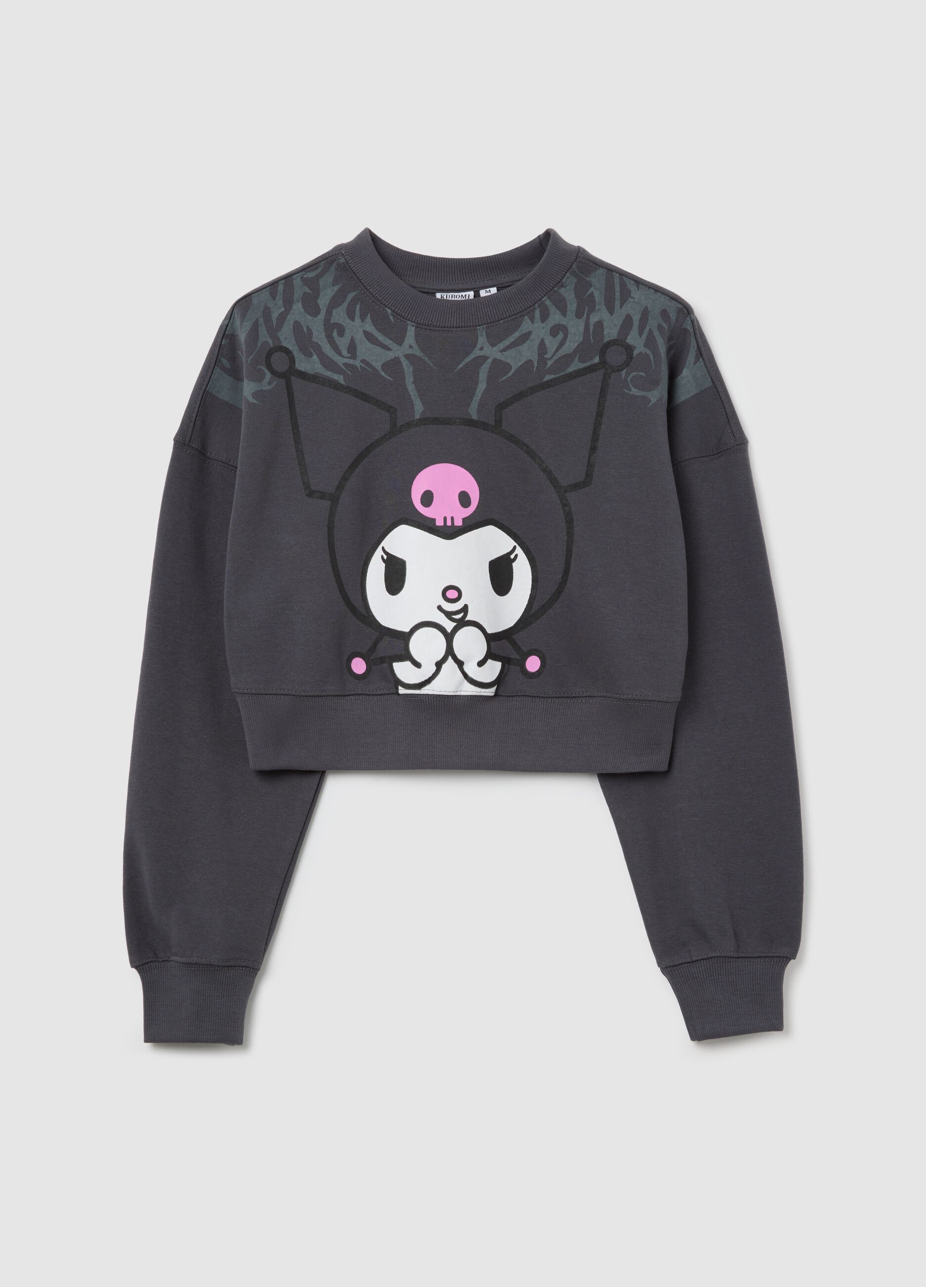 Black cropped sweatshirt with Kuromi print