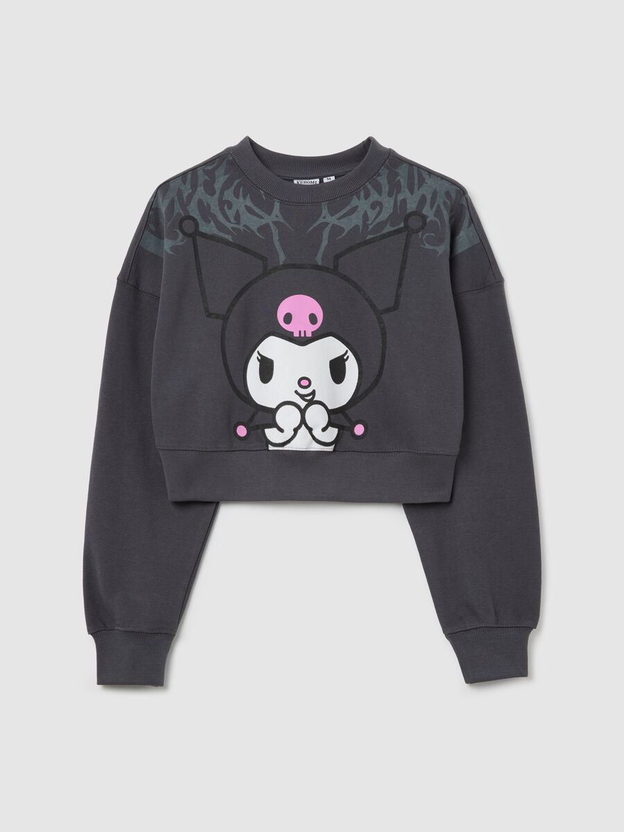 Black cropped sweatshirt with Kuromi print_4