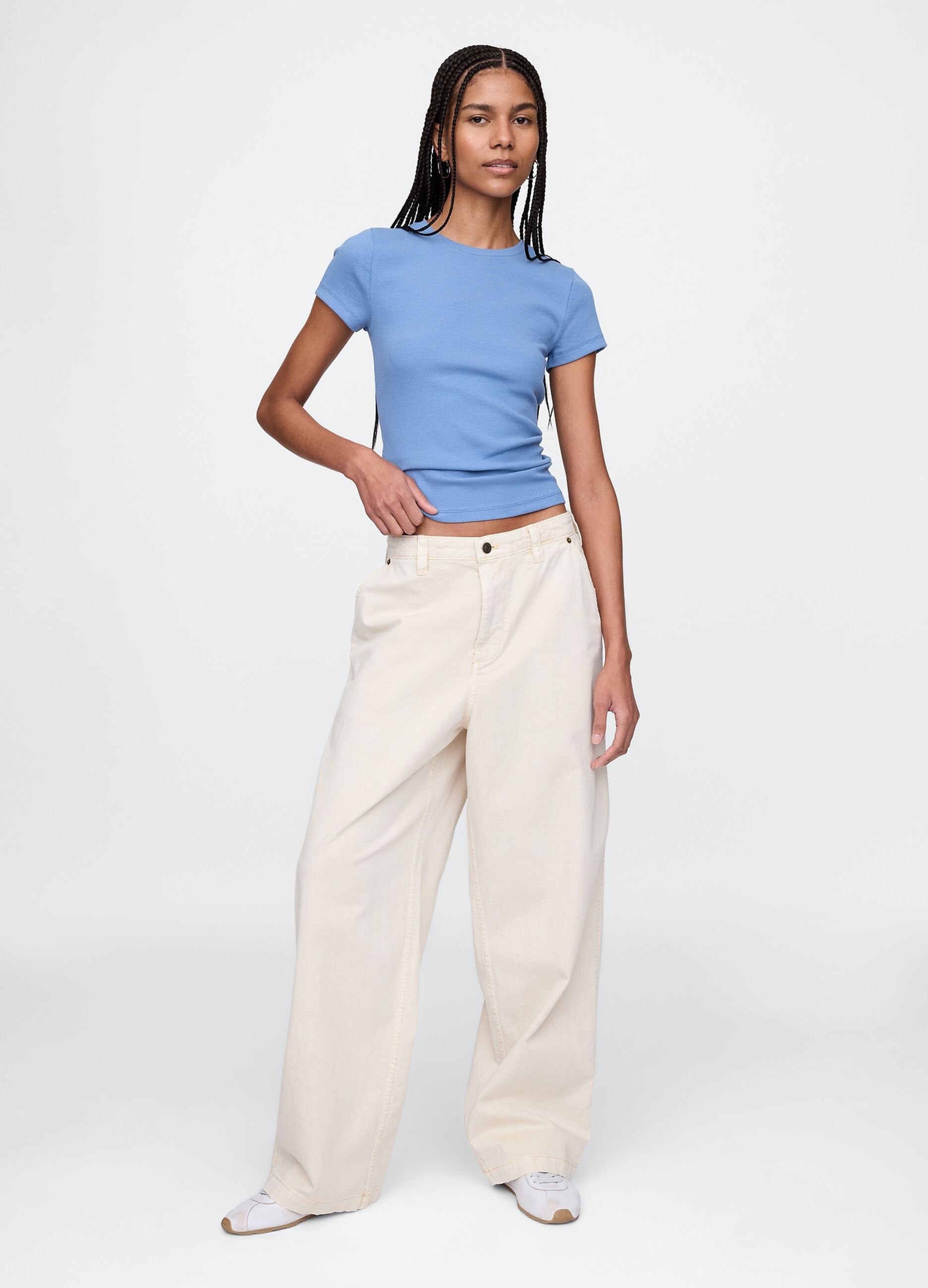 Slim-fit T-shirt in ribbed cotton
