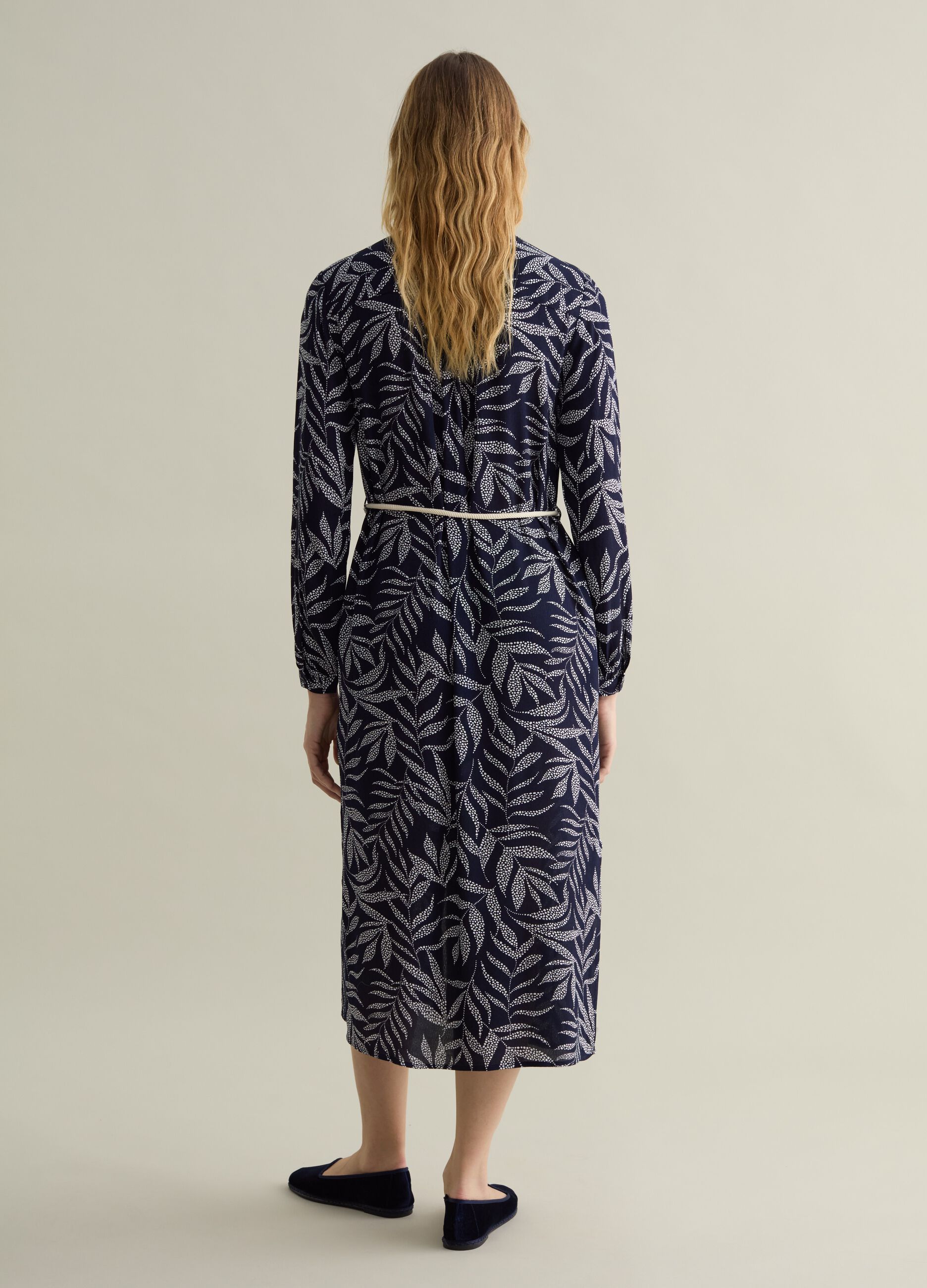 Vestito chemisier con cintura a cordino