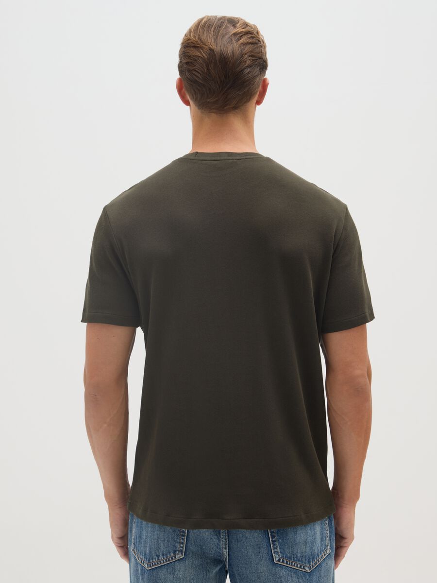 Regular fit green pure cotton T-shirt_2