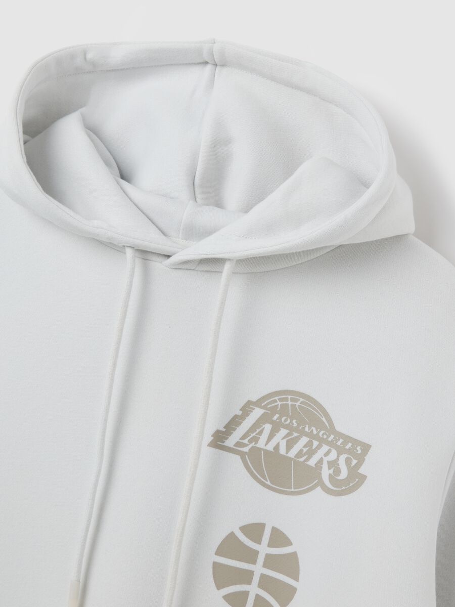 White Cotton Blend Sweatshirt with Los Angeles Lakers Print_5