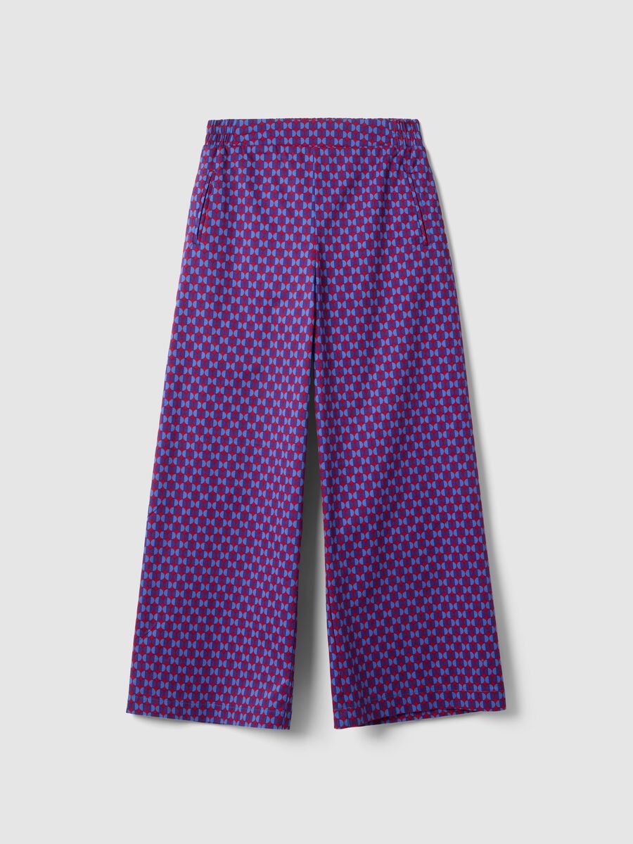 Multicoloured regular fit stretch cotton trousers with print_4