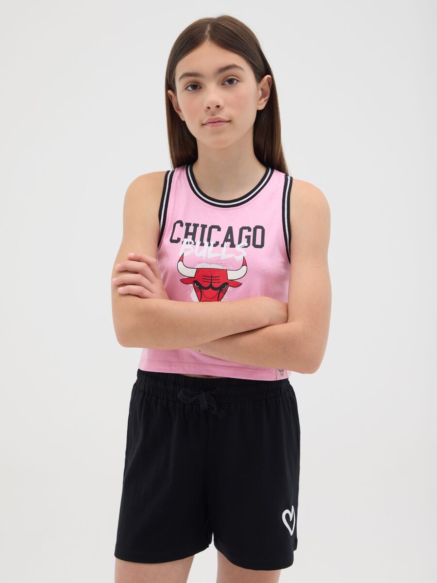 Top sportivo da ragazza in puro cotone rosa regular fit_0