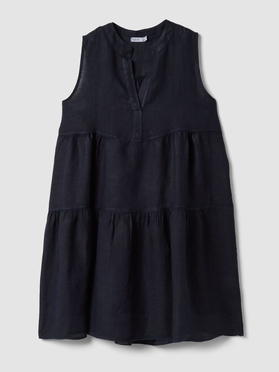 Abito blu smanicato in puro lino regular fit_4