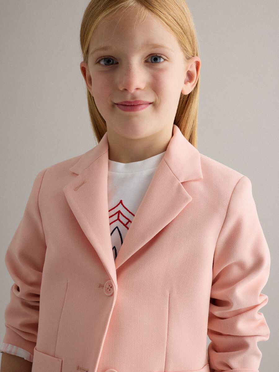 Girl's Regular Fit Pink Blazer_2