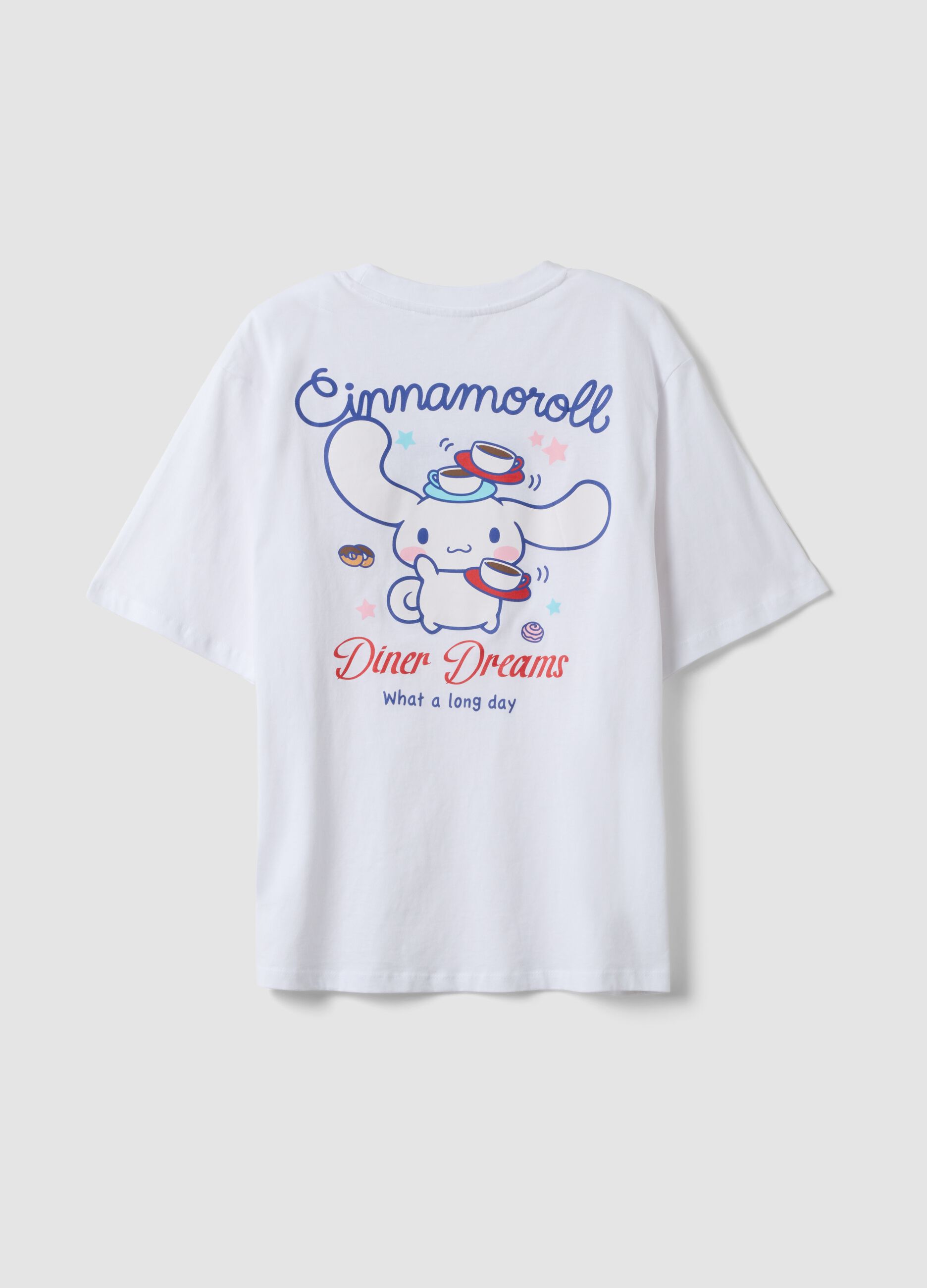 White pure cotton short-sleeve printed T-shirt