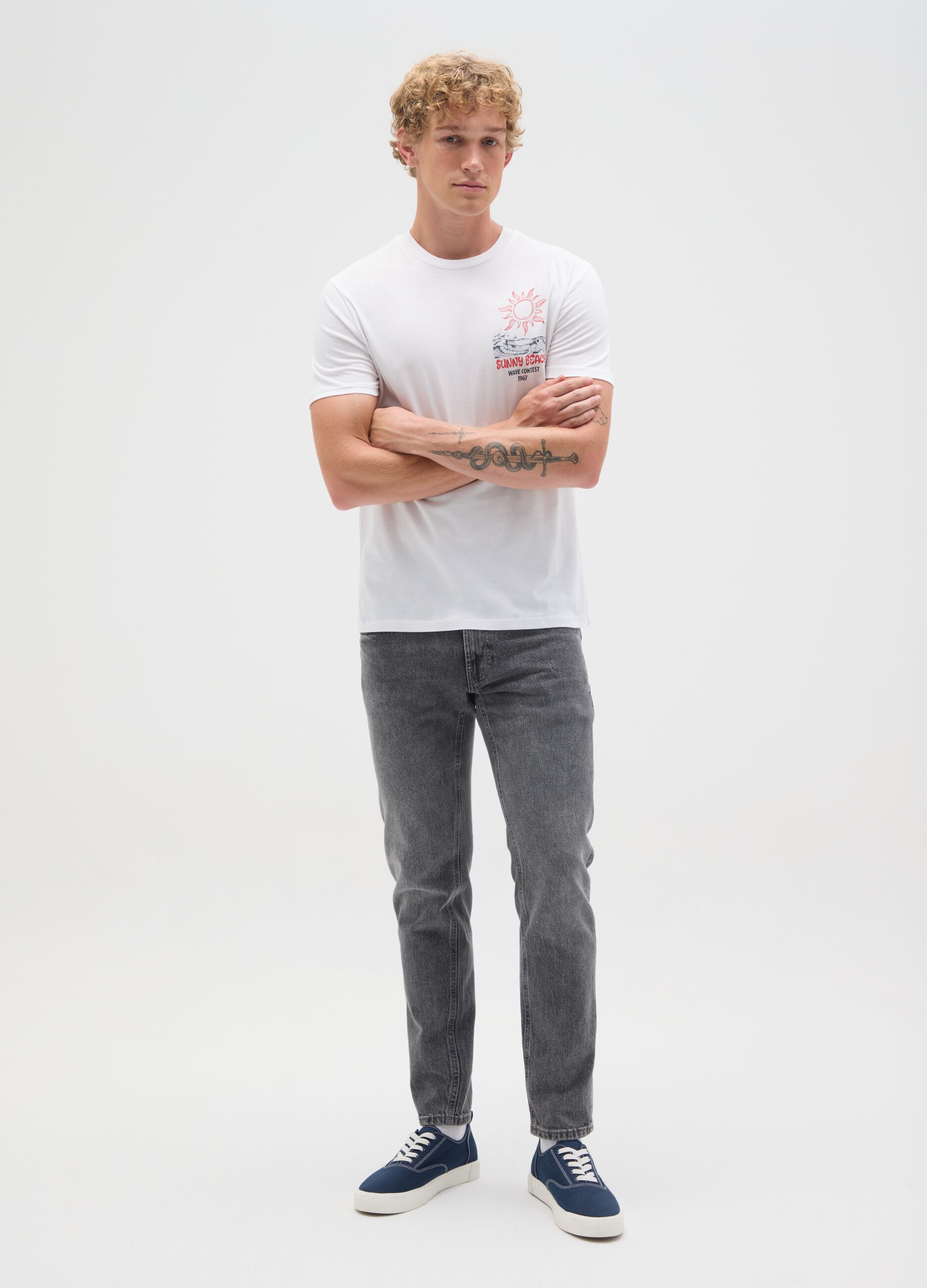 Men's pure cotton white t-shirt regular fit