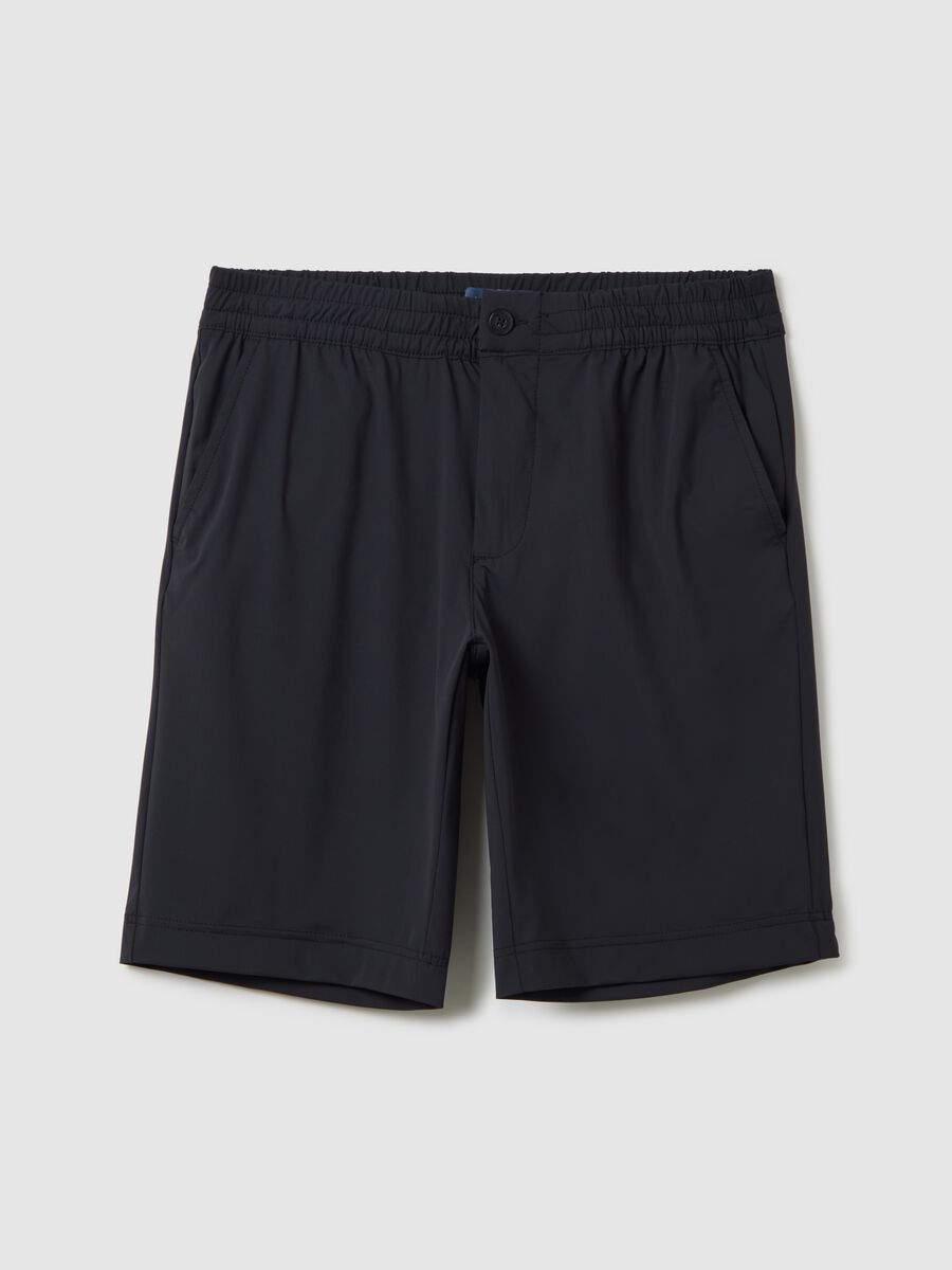 Black Regular Shorts with Elastic Waist_4
