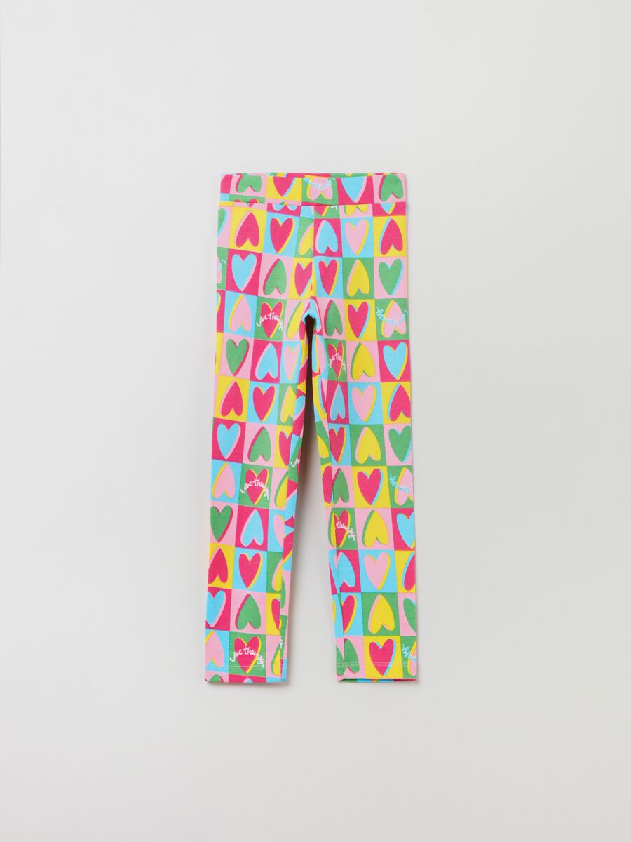 Leggings in cotone stretch con stampa_0