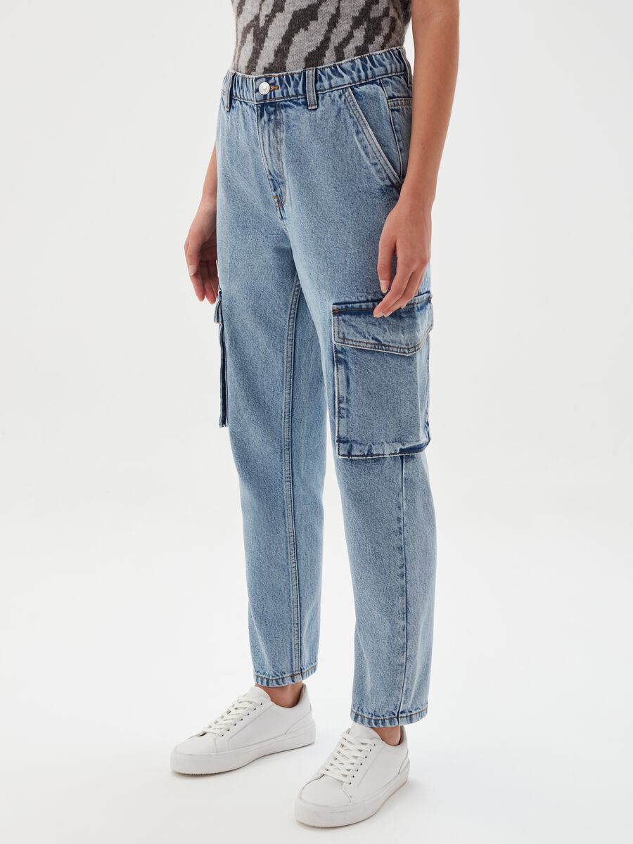 Jeans slouchy fit cargo acid wash_1