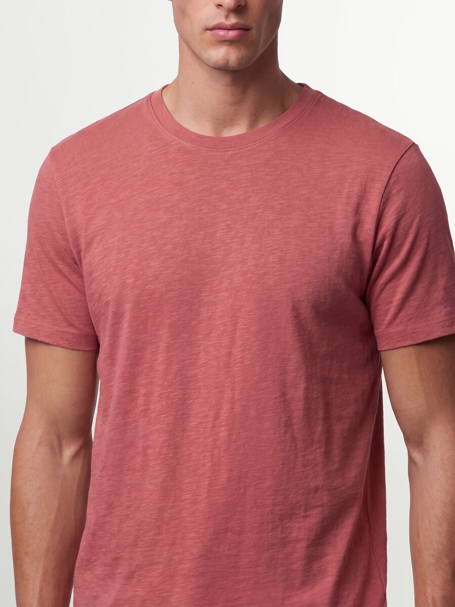 T-shirt rosa in puro cotone a maniche corte regular fit_2