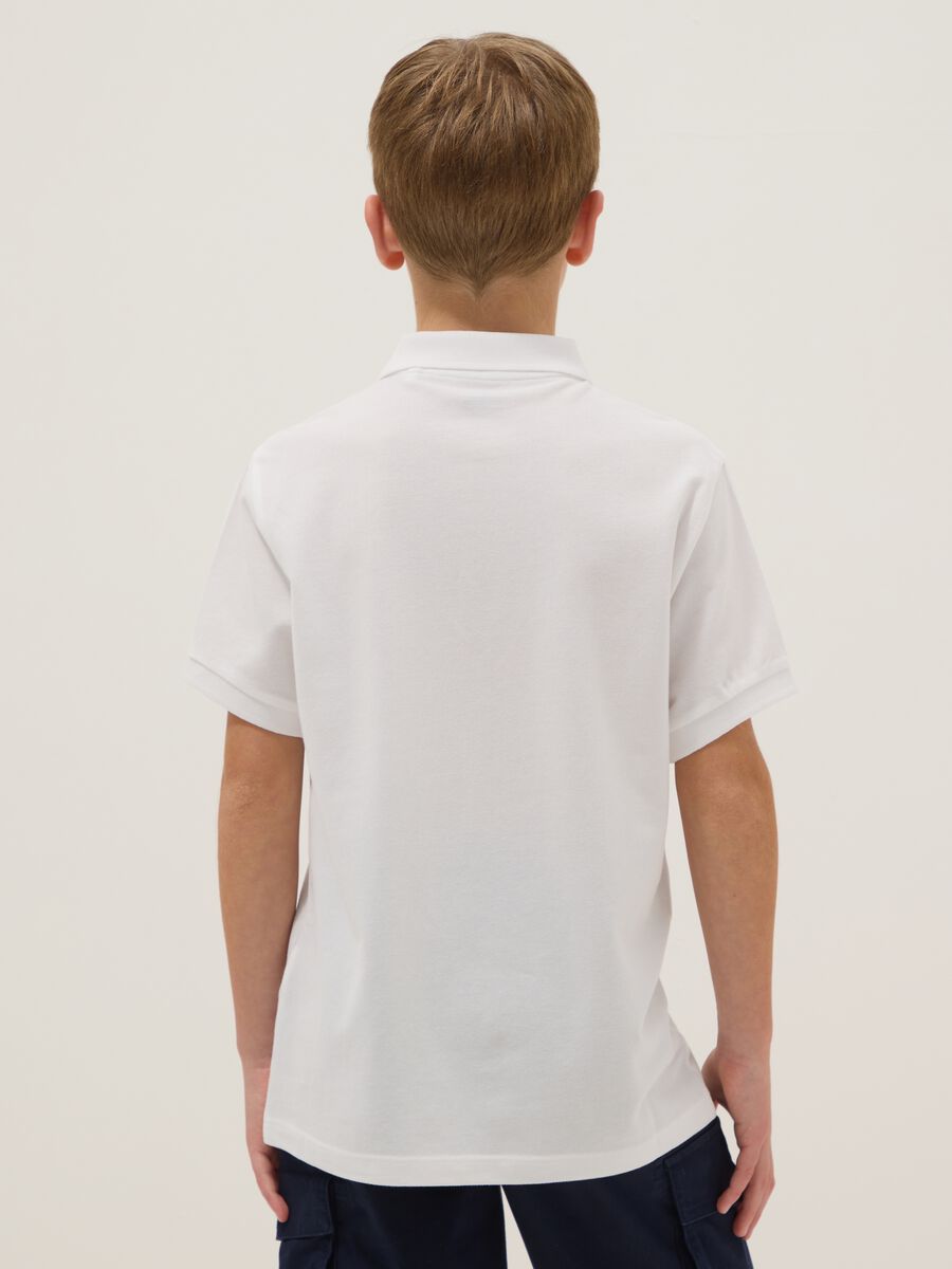 Polo in puro cotone biologico bianca da ragazzo regular fit_2