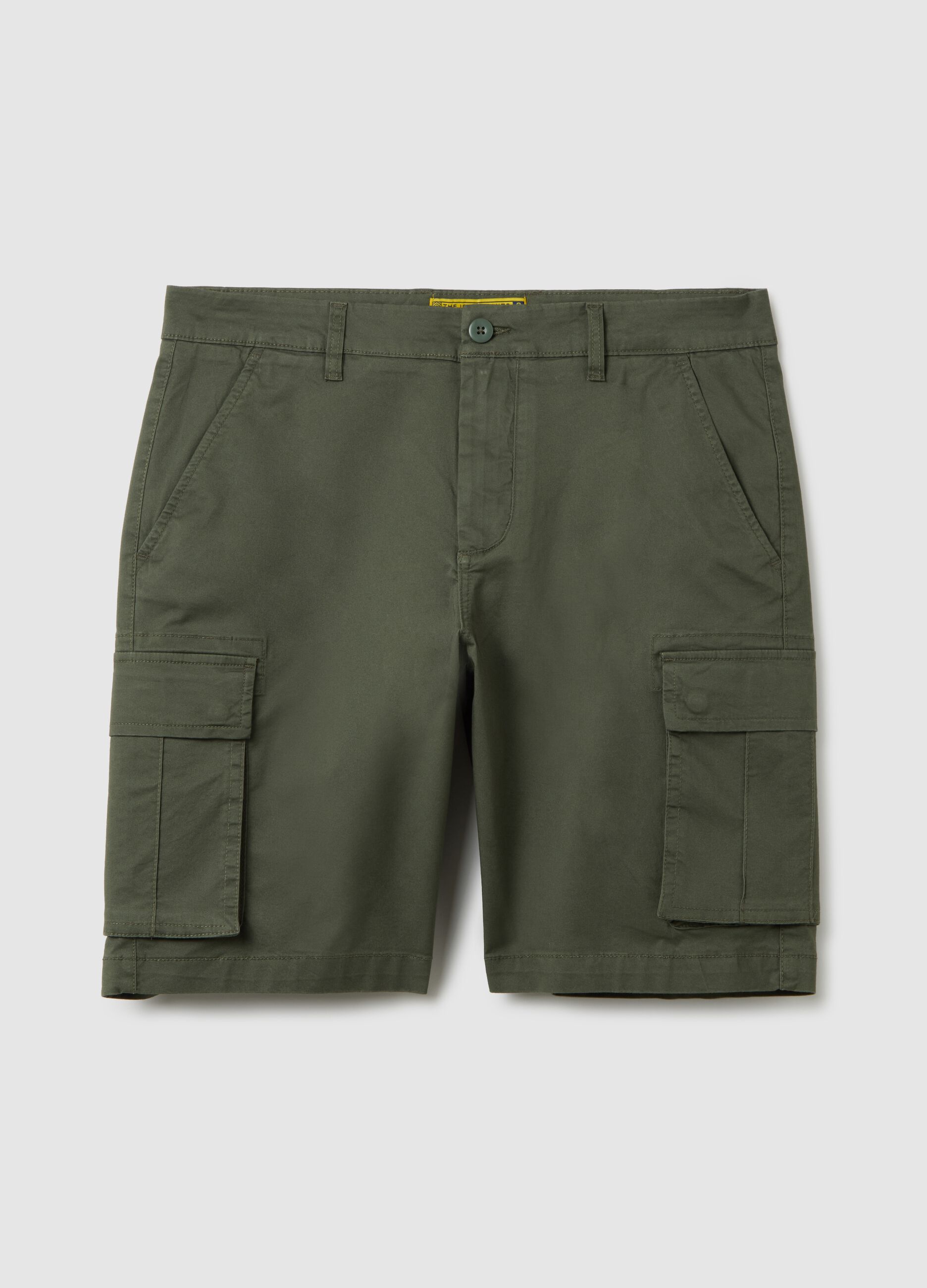 Bermuda da uomo in cotone elasticizzato verde regular fit