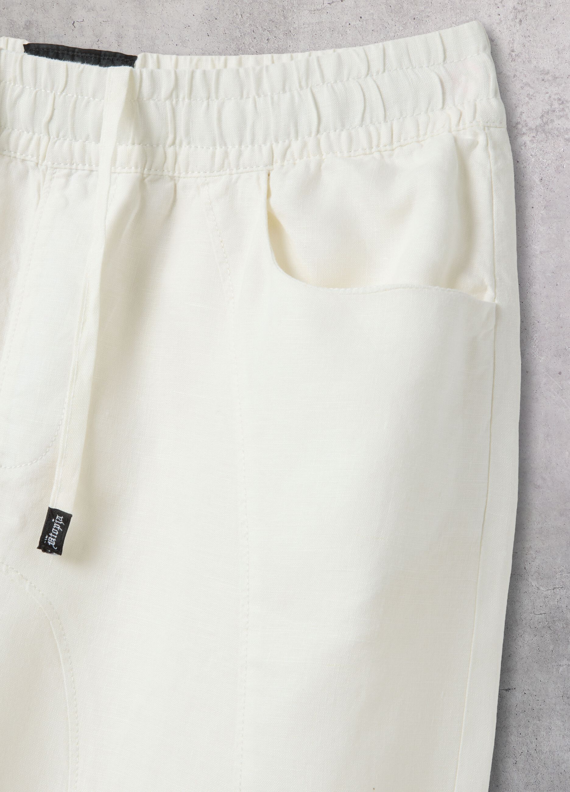 100% Linen Wide-Leg Trousers White