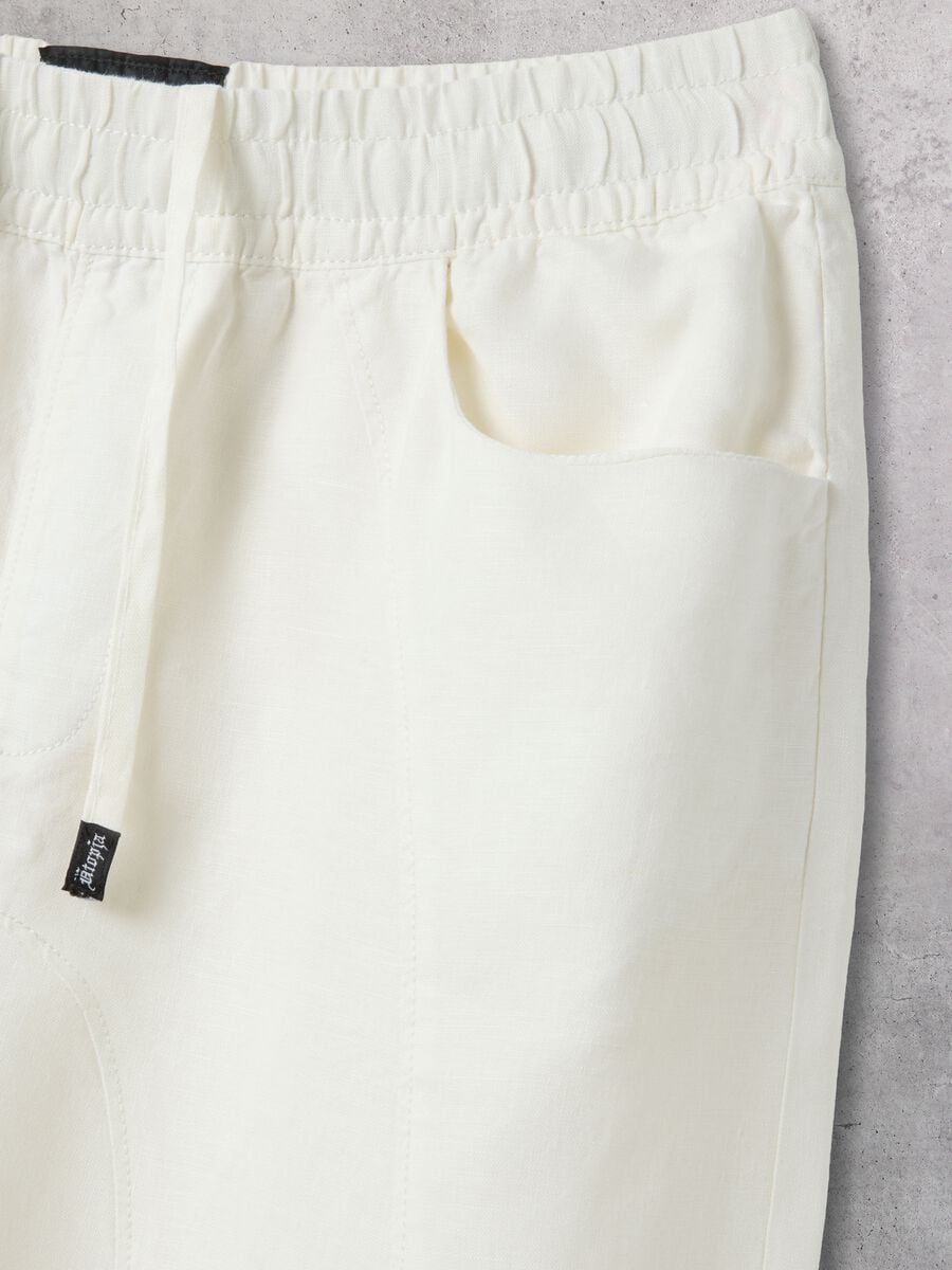 100% Linen Wide Leg Pants White_6