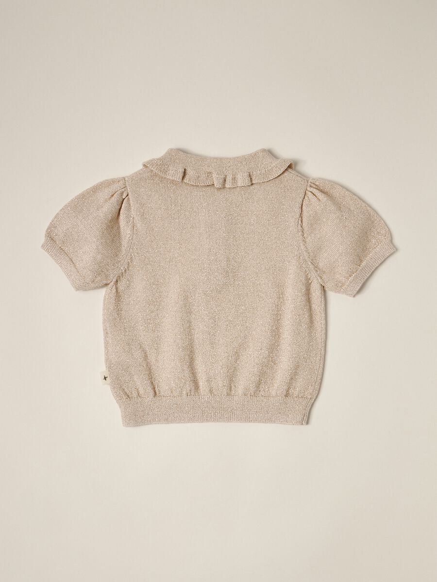 IANA newborn girl knit polo shirt in cotton blend_1