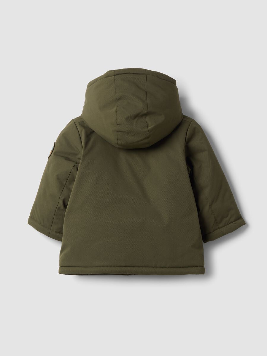 Long padded green parka with hood_1