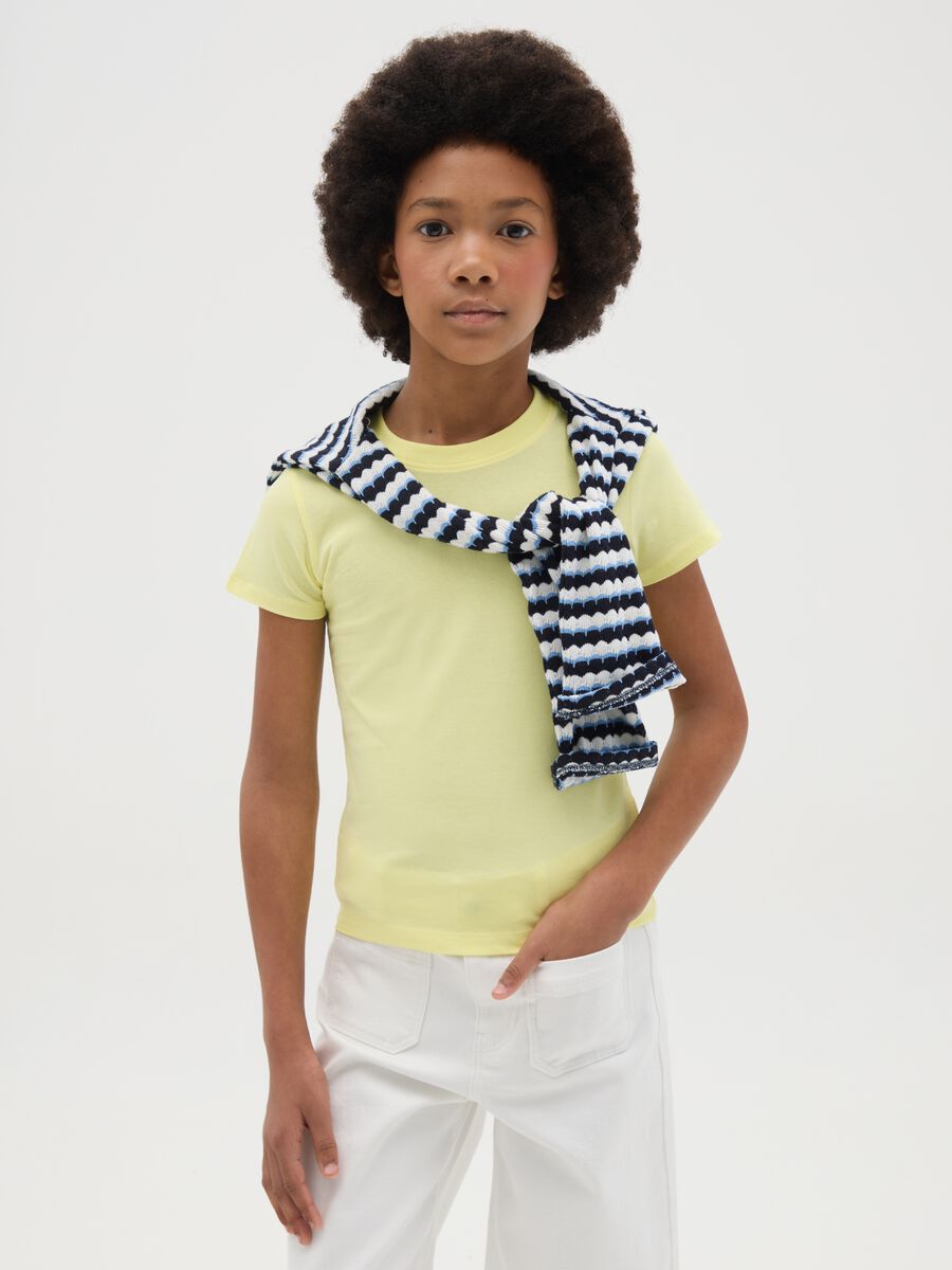 OVS Kids Yellow Stretch Cotton T-shirt_0