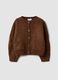 Brown knitted crew-neck cardigan_0